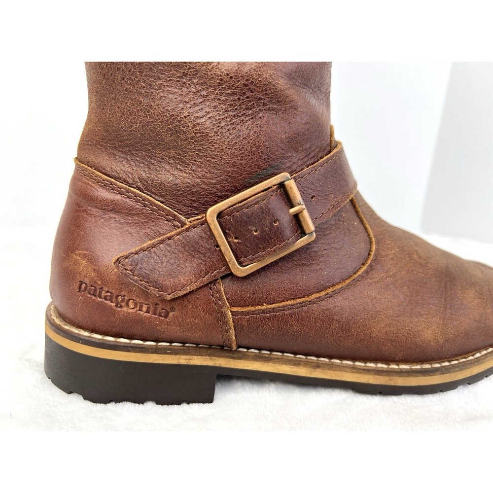 Patagonia Thatcher Riding Boots Distressed Brown Leather Womens 7.5 Side Zip - Picture 9 of 12